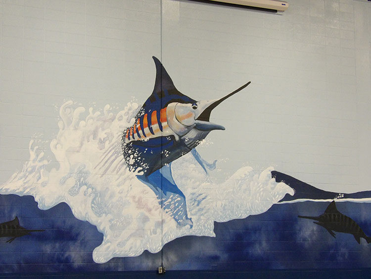 Port Aransas Fighting Marlin's Doyle Marek High School Gymnasium  Mural