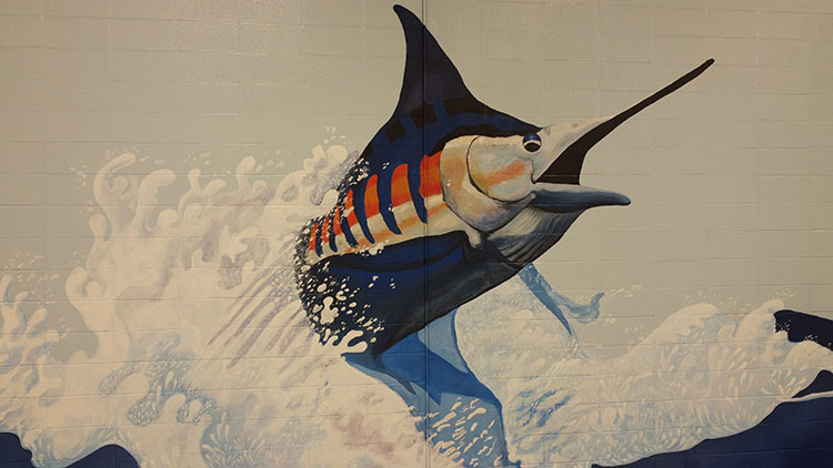 Port Aransas Fighting Marlin's Doyle Marek High School Gymnasium  Mural